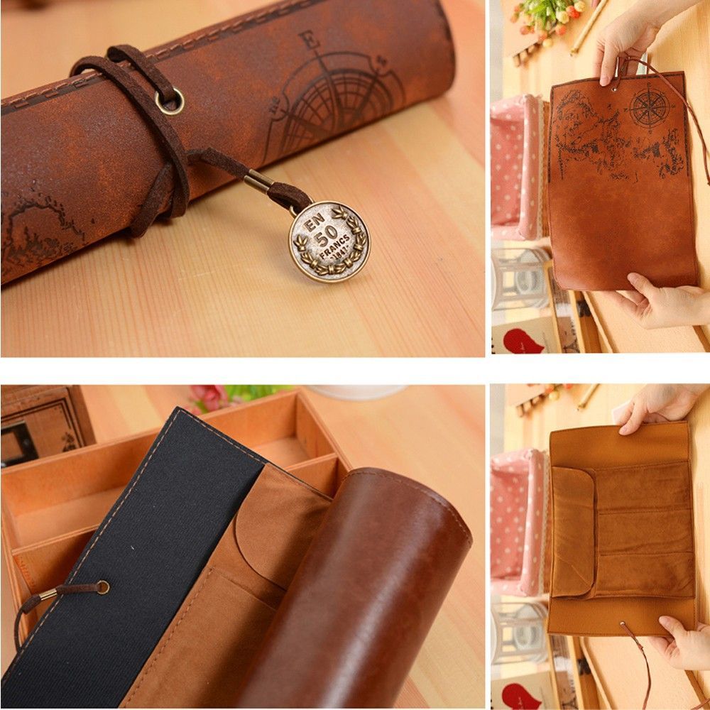 Pen Pouch Roll - Borsa a rotolo unica in pelle
